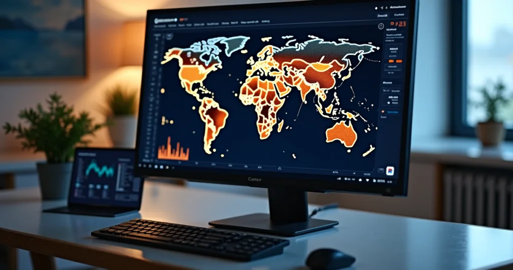 Dashboard digital com carteira internacional e gráficos